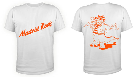 Camiseta Madrid Rock manga corta blanca con logo en naranja