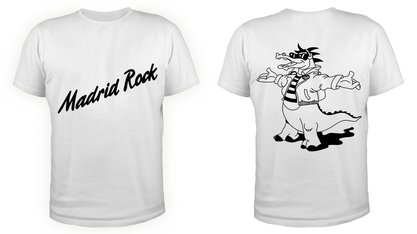Camiseta Madrid Rock manga corta blanca con logo en negro