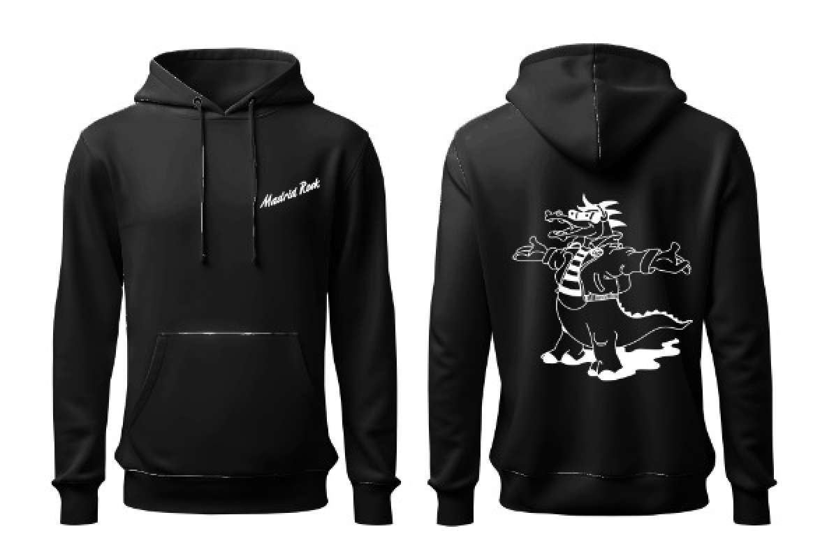 Sudadera Madrid Rock negra con capucha y logo en blanco