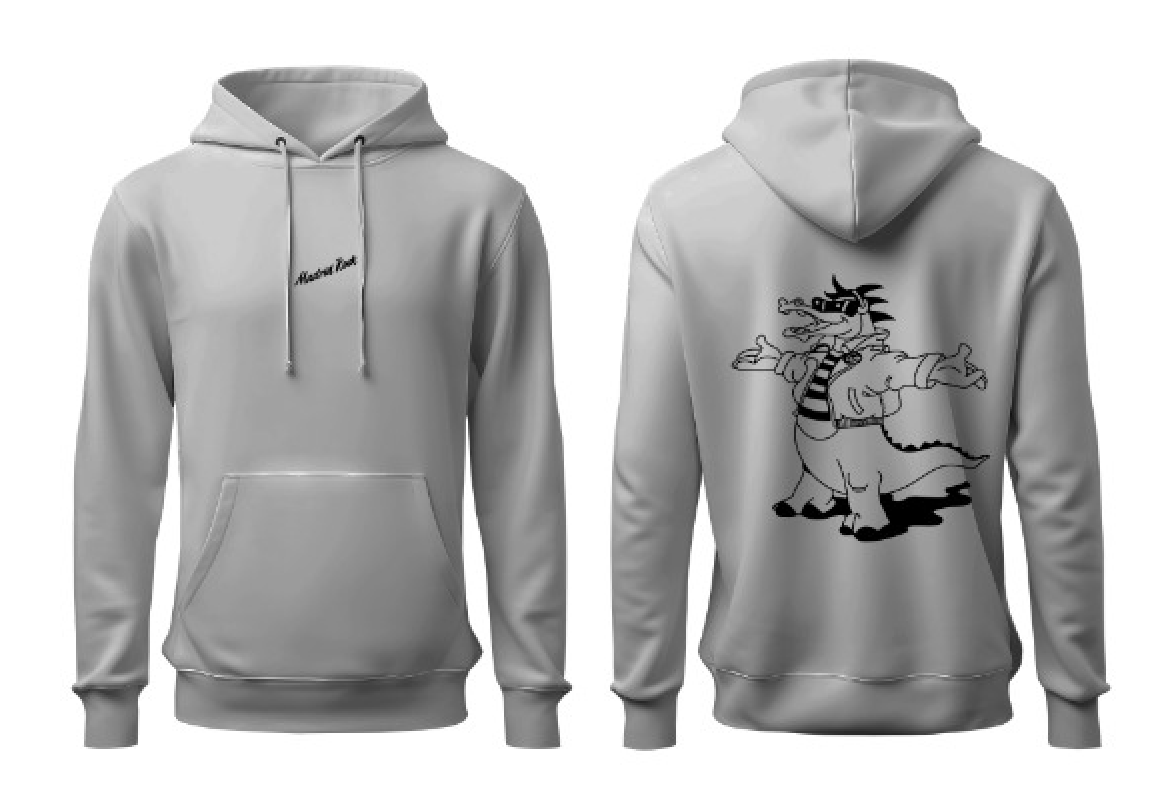 Sudadera Madrid Rock gris con capucha y logo en negro